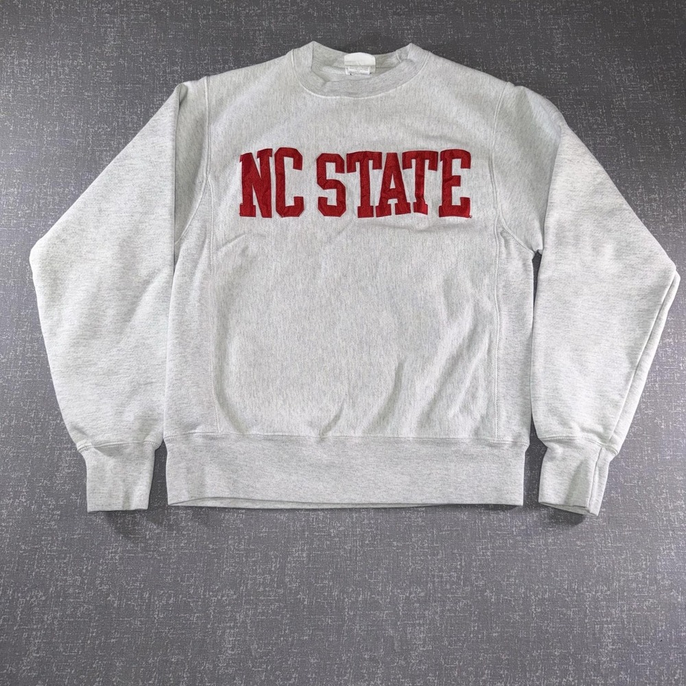 NC State Wolfpack Sweatshirt Mens Small Gray NCAA College Champion Reverse Weave